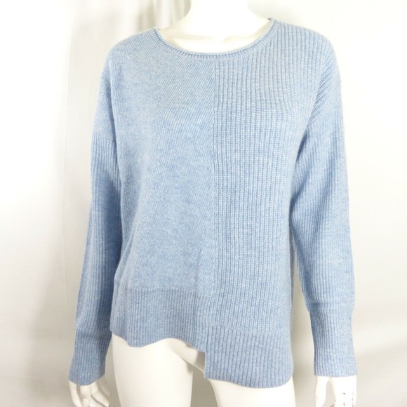 Colour Works by In Cashmere Cashmere Asymmetric Waffle Knit Chambray XL - Picture 2 of 8